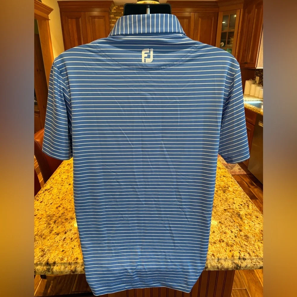 FootJoy Blue and White Striped Polo‎ Shirt - Picture 6 of 6